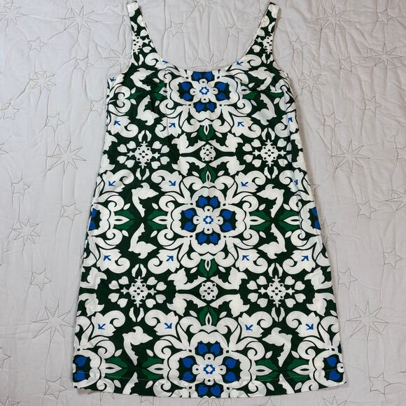 Boden Scoop Neck Shift Dress Trekking Green Opulent Pome Floral Size 6L - Picture 3 of 6